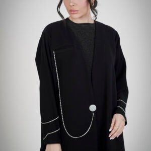 عباية تطريز فضي